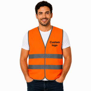 Chaleco de Seguridad Naranja de Alta Visibilidad con Logotipo Personalizado, Ropa de Trabajo Reflectante para Hombre, Poliéster, Impresión en Pantalla, Servicio OEM - Product Image 1