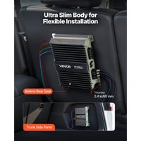 1 Kanallı D Sınıfı Araç Ses Amplifikatörü 400W RMS MAKS Stabil 1/2/4 Ohm Uzaktan Kumandalı Subwoofer Seviye Kontrolü Monoblok Model D0100X38PB6
