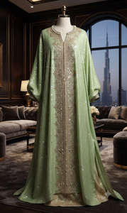 Tela de Seda Verde Menta con Líneas Verticales y Bordado de Lentejuelas Brillantes para Sarees de Diseñador y Prendas Étnicas - Product Image 6