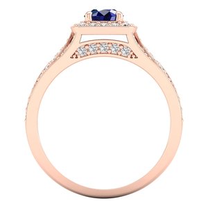 Anillo Halo REYES de Lujo en Plata de Ley 925 con Moissanita Certificada GRA y Zafiro Azul para Mujer, Joyería Fina con Piedra de Nacimiento - Product Image 4