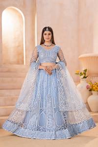 Traditional Indian Designer Butterfly Net <b>Material</b> Lehenga Choli <b>Sequins</b> Embroidery Recycled <b>Materials</b> Wedding Diwali Net - Product Image 2