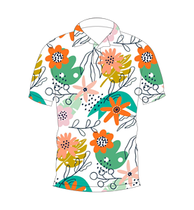 เสื้อโปโลพิมพ์ลายดอกไม้สีขาวสำหรับผู้ชาย เสื้อโปโลแขนสั้นลำลองแฟชั่นฤดูร้อน เสื้อกอล์ฟ - Product Image 1