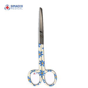 Ciseaux infirmiers de qualité supérieure, 5 pouces, motif floral violet avec points blancs, acier inoxydable, coupe de précision, usage médical, certifiés CE ISO - Product Image 4