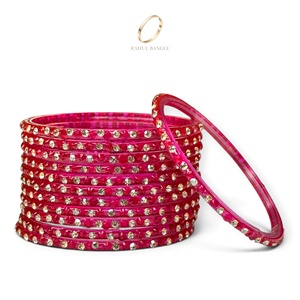 Bracelets en verre cristal kashmiri rose vif, prêts à l'exportation, pour femmes, vente en gros, bijoux de mode pour mariage, livraison mondiale - Product Image 2