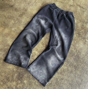 Pantalon de survêtement baggy vintage pour homme, coupe droite, doublure polaire, toile personnalisée de haute qualité, effet délavé, design de luxe, collection 2026 - Product Image 3