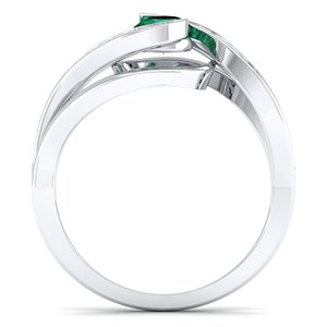 REYES Luxurious GRA Certified Moissanite with Emerald Gemstone <b>Ring</b> in 925 Sterling Silver Everyday Wear Birthstone <b>Rings</b> - Product Image 4