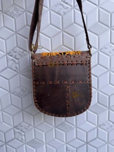 <b>Genuine</b> Real Leather Banjara Look Women's Stylish Handmade Lightweight Sling Bag Multi-Color Letter Tassel Decoration Snap - Product Image 3