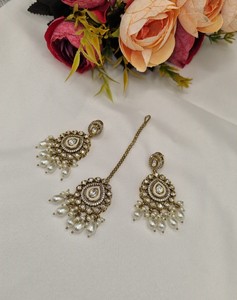 Parure de bijoux ethniques faits à la main, coupe poire, luxe, collier choker Kundan pour femme, collection de bijoux pour réceptions de mariage - Product Image 4