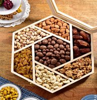 Boîte à fruits secs en bois de haute qualité avec couvercle, boîte à fruits secs hexagonale en bois artisanale pour la salle à manger et le service, boîte de présentation de luxe