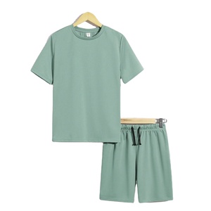 Élasthanne/Polyester Ensemble de vêtements pour bébé à coquille souple solide à manches courtes col rond unisexe vêtements pour enfants conception personnalisée exportation BD - Product Image 1