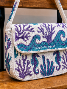 Sac à bandoulière de luxe fait main en perles de récif marin |   Sac à main tendance et portable pour femme, de créateur |   Boutique haut de gamme solide et sécurisée - Product Image 6