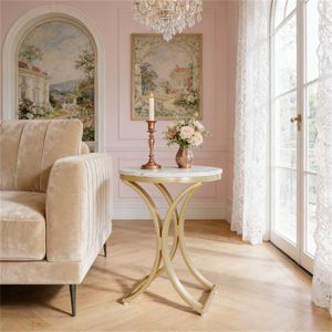 Tavolino da Caffè Circolare e Tavolino Laterale per Divano per Soggiorni, Camere da Letto o Aree di Ricevimento - Product Image 3