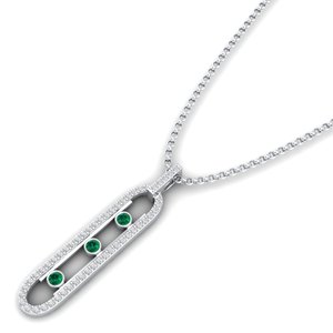 REYES Lujoso Collar con Colgante de Moissanita de Plata de Ley 925, Joyería Fina de Alta Calidad con Gema Esmeralda Chapada en Oro de 14K y 18K - Product Image 2