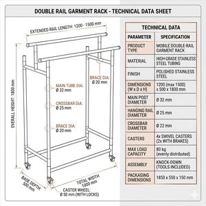 Présentoir de vêtements Bros Display moderne, robuste, pliable, en métal, portable, à plusieurs niveaux, pour la vente au détail, OEM ODM Vietnam - Product Image 4