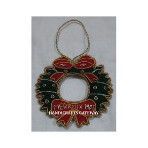 Nouveau doré Zari broderie arbre de noël suspendu ornement à la main tissu matériel personnaliser forme utilisation pour Festival fête décor - Product Image 2