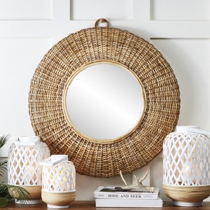 Handmade Rattan <b>Round</b> <b>Mirror</b> Bohemian <b>Wall</b> Decor Natural Weave Frame Decorative Accent <b>Mirror</b> Made by KingCraftViet - Product Image 1