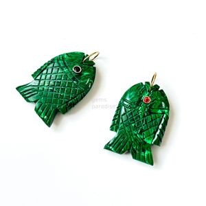 Pendentif Poisson en Malachite AAA, Collier en Argent 925 Fait Main avec Pierre Précieuse, Breloque en Cristal de Guérison Sculptée à la Main, Bijou de Luxe Tendance pour la Création de Bijoux - Product Image 3