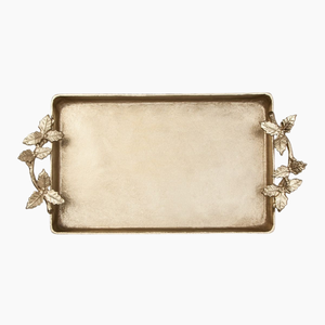 Plateau de service élégant en aluminium argenté avec poignées en forme de cœur pour la décoration moderne de la maison, plateau décoratif luxueux fait à la main - Product Image 6
