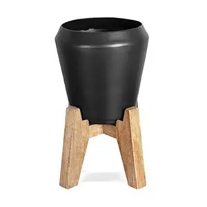 Urne en bois de Sheesham artisanale avec métal - Vase décoratif en gros - Product Image 1