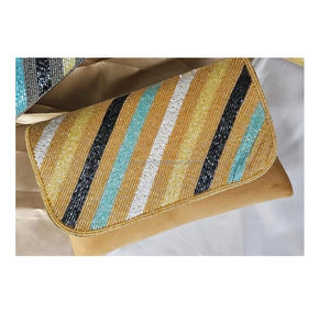 กระเป๋าคลัทช์ลูกปัดแบบแฮนด์เมดสำหรับผู้หญิงออกแบบโดยดีไซเนอร์ชาวอินเดียกระเป๋าคลัทช์สำหรับงานปาร์ตี้ตอนเย็นสไตล์โบฮีเมียนขายส่ง - Product Image 5