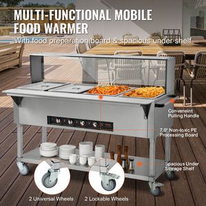 Scaldavivande Professionale Commerciale a 4 Vasche da 20.6QT, Tavolo Elettrico a Vapore per Buffet e Catering, Attrezzatura per Mantenimento Caldo in Acrilico - Product Image 6