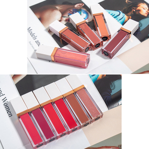 White Square Cap Rose Gold Trim Liquid Lip Gloss, Matte & Shimmer High Pigment Long-Lasting Non-Sticky Lip Tint - Product Image 2