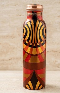 Pure Copper Water Bottles Featuring Artistic Floral and Retro Geometric Prints Stylish Ayurvedic Health Wellness Hydration Cont - Product Image 4