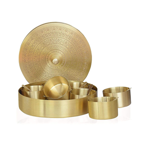 กล่องใส่เครื่องเทศทองเหลืองและทองแดงทำมือ กล่องเก็บมาซาลาอินเดีย ภาชนะจัดระเบียบในครัวแบบตกแต่ง ทำจากทองเหลืองแท้ 100% กล่องของขวัญทรงกลม - Product Image 3