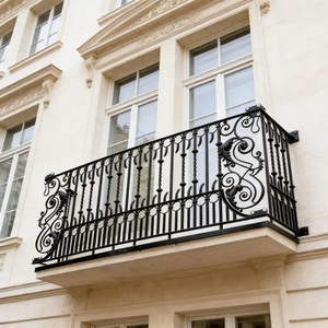 Traditional wrought iron balcony railing featuring intricate patterns and a rust-resistant coating, suitable for outdoor use. - Product Image 3