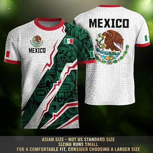 Maillot de football du Mexique pour homme, manches courtes, col rond, sublimé, 100 % polyester, respirant, coupe classique, vêtements pour toutes les saisons - Product Image 6