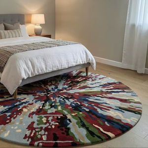 Hand Tufted Low Pile Abstract Wool <b>Rug</b> PET Friendly Non-Slip Eco-Friendly Anti-Bacteria Modern Neutral Beige <b>Thin</b> Latex - Product Image 4