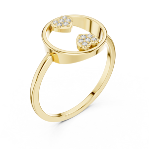 Anillo minimalista con flor de forma redonda y diamante de corte redondo para mujer, banda de oro macizo de 14k, ideal para regalo, compromiso, aniversario, boda. - Product Image 3