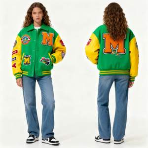 High-Quality Varsity Jacket Men & Women, Custom Embroidery with Leather Sleeves, Baseball Letterman Style - Product Image 1
