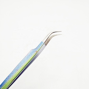 Blue & <b>Light</b> Green Paper Coated Tweezer with Polished Tip Sustainable Steel Curved Eyelash Extension Tweezer Wholesale Prices - Product Image 2