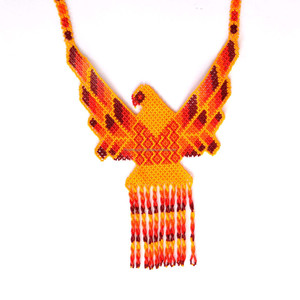 Collier de perles de rocaille en verre sur mesure unisexe, couleurs assorties, aigle spirituel, bijoux Huichol, motifs géométriques en or, anniversaires - Product Image 6