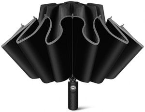 Top Sale Auto Close Three-Fold Reverse Inverted <b>Umbrella</b> 10 Ribs With Strong <b>Windproof</b> Feature Travel Manual Control Metal Frame - Product Image 2