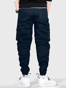 Pantalon cargo décontracté en toile pour homme, coupe ajustée |   Pantalon de randonnée à taille élastique, écologique, multi-poches, utilitaire, coupe-vent, respirant - Product Image 4