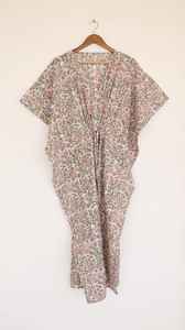 Boho Floral Cotton <b>Kaftan</b> Dress Hand Block Printed Lounge Wear - Product Image 4