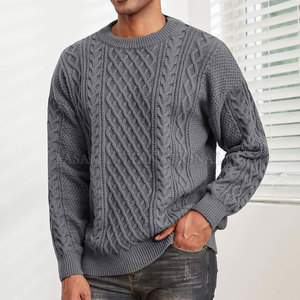 Pull tricoté décontracté pour homme, couleur unie, faible MOQ, pour usage extérieur, vente en gros - Product Image 3