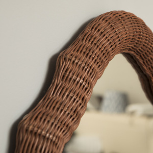 Sophisticated Rattan Oval Wall <b>Mirror</b> Natural Wicker Frame Decorative <b>Hanging</b> <b>Mirror</b> Boho Home Decor For Bedroom Living Room - Product Image 2