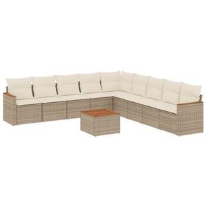 Ensemble de canapés de jardin beige en rotin PE tressé, coussins imperméables, design contemporain, mobilier d'extérieur - Product Image 4