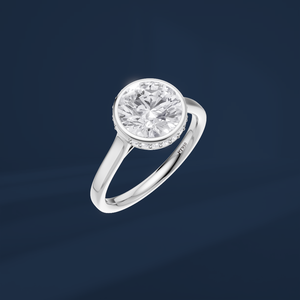 Anillo de Compromiso de Platino PT950 con Diamante de Corte Brillante Redondo y Halo para Mujer, Estilo Clásico, Joyería Fina - Product Image 1