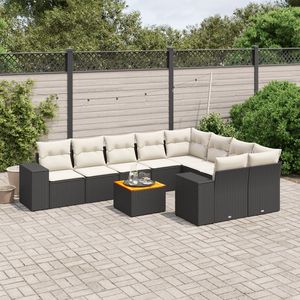 Grand ensemble de canapés de jardin modulaires en rotin PE noir, collection de meubles d'extérieur élégante - Product Image 1
