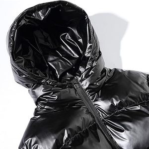 Wholesale Custom Made Coated Canvas Oversized Hooded Glossy Puffer Jacket Waterproof Breathable Winter Glossy Puffer Jackets - Product Image 3