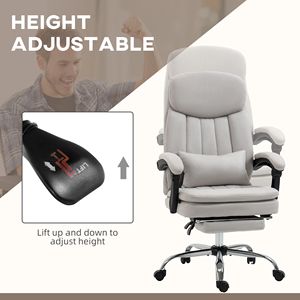 Poltrona da Ufficio Reclinabile con Massaggio e Supporto Lombare - Grigio Chiaro - Product Image 5
