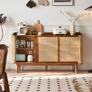 Handmade Natural Wood Sideboard <b>Cabinet</b> Solid Wood Storage Unit <b>Rustic</b> Wooden Buffet for Dining Room Living Room Home Furniture - Product Image 6