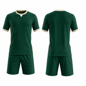 Maillot de football vert personnalisable pour homme, manches courtes, col en V, polyester anti-humidité, uniforme respirant anti-UV toutes saisons - Product Image 5