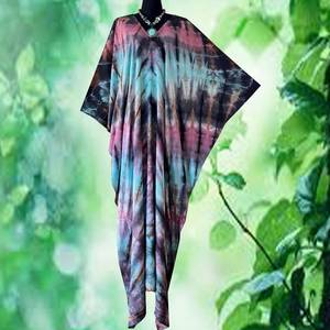 Caftán de Rayón Teñido a Mano Tallas Grandes, Vestido Holgado y Fluido para Mujer, Ideal como Salida de Playa - Product Image 4