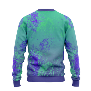 Sudadera de cuello redondo para hombre, verde azulado, estilo grunge con efecto salpicado, con logo personalizado, jersey para equipos, ropa de entrenamiento al por mayor, tops OEM con logo personalizado - Product Image 2
