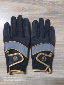 ถุงมือขี่ม้าสีดำเทาทองตาข่ายหนังสังเคราะห์ไนลอนสแปนเด็กซ์ guantes Para montar A caballo reithandschuhe - Product Image 1